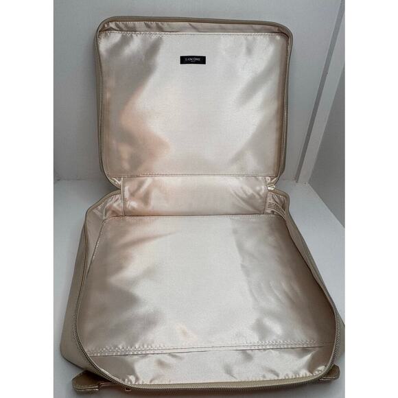 LANCOME Gold Cosmetic Travel Bag Rose Embossed Carry Case Vanity Organizer - #1 - Picture 6 of 7